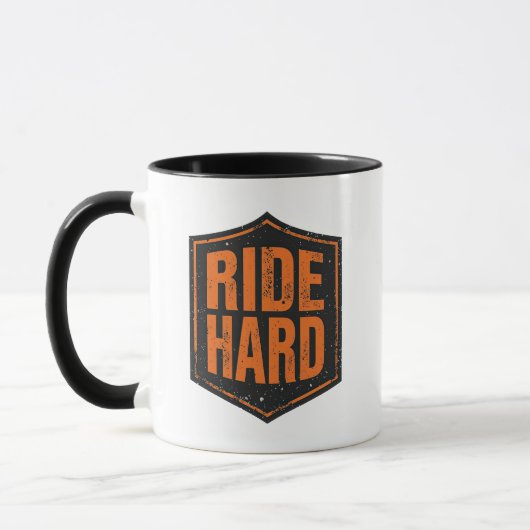 Distressed Orange "Ride Hard" Patch Tasse (Links)
