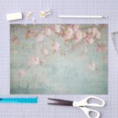 Distressed Pale Pink Floral Branches on Side of Seidenpapier (Handwerk)