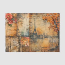 Distressed Paris Collage in Fall Colors Seidenpapier