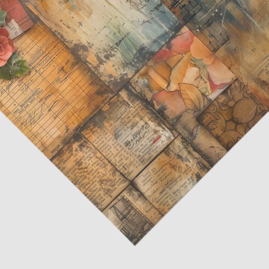 Distressed Paris Collage in Fall Colors Seidenpapier (Ausschnitt)
