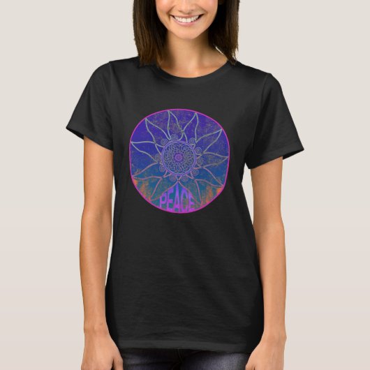 Distressed Peace Mandala Circle of Enlightenment T-Shirt (Vorderseite)