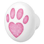 Distressed Pink Heart Pawprint Ceramic Knob Keramikknauf (Rechts)
