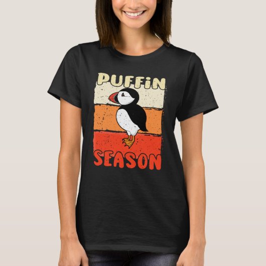 Distressed Puffin Season Retro Vintage Sunset T-Shirt (Vorderseite)