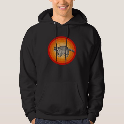Distressed Raccoon  Retro Style Hoodie (Vorderseite)