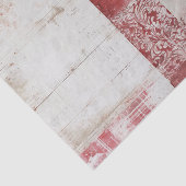 Distressed Red and White Damask Collage Seidenpapier (Ausschnitt)