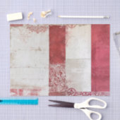 Distressed Red and White Damask Collage Seidenpapier (Handwerk)