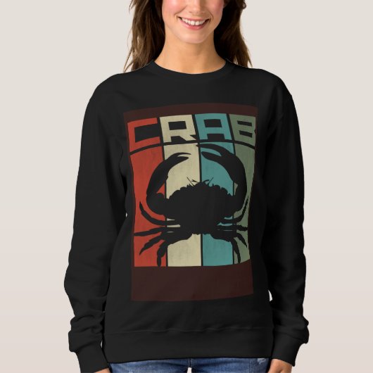 Distressed Retro Crab Graphic Seafood & Crab Sweatshirt (Vorderseite)