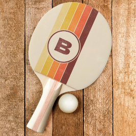 Distressed Retro Striped Dark with Initial Tischtennis Schläger