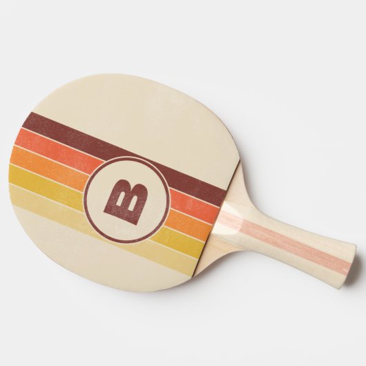 Distressed Retro Striped Dark with Initial Tischtennis Schläger (Seitenansicht)