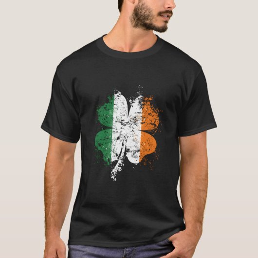 Distressed Shamrock Irish Flag Stpatrick'S Day Ire T-Shirt (Vorderseite)