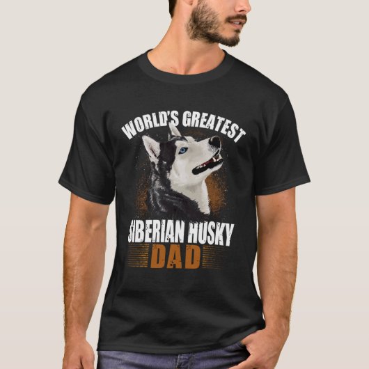 Distressed  Siberian Husky Dad T-Shirt (Vorderseite)