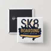 Distressed SK8 Boarding Street Division Button (Vorne & Hinten)