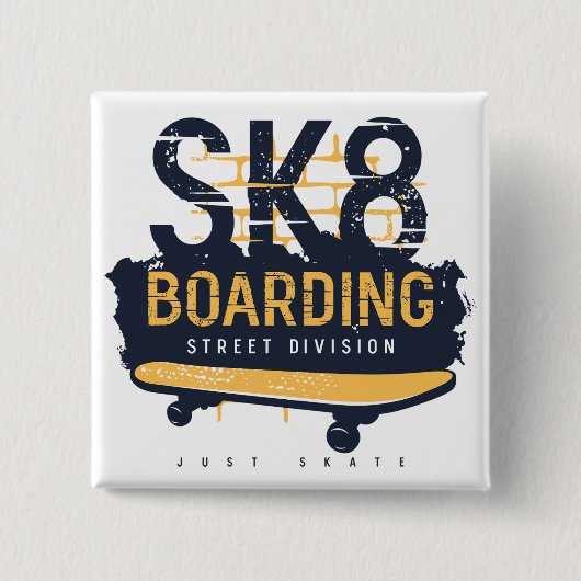 Distressed SK8 Boarding Street Division Button (Vorderseite)