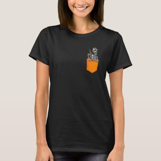 Distressed Skeleton Messy Bun Coffee Skull drinkin T-Shirt (Vorderseite)