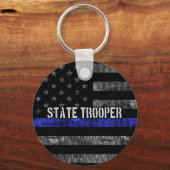 Distressed State Trooper Police Flag Schlüsselanhänger (Vorderseite)