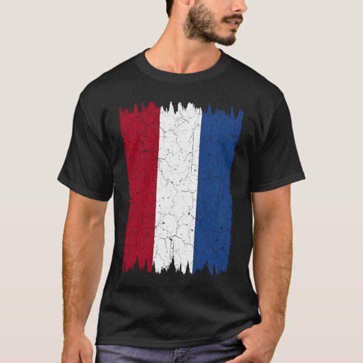 Distressed Style Dutch Vertical Flag of Netherland T-Shirt (Vorderseite)