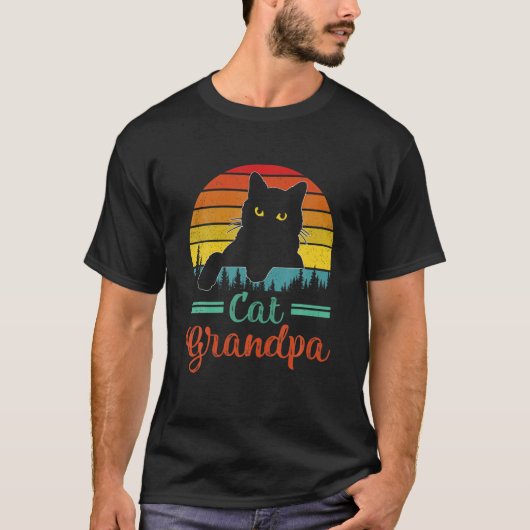 Distressed Sun Cat Kitten Best Cat Grandpa Ever Vi T-Shirt (Vorderseite)