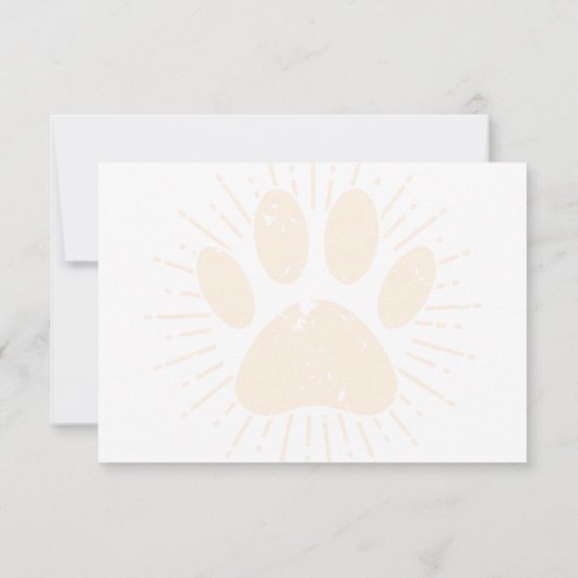 Distressed Sunbeam Dog Paw Custom Lined Monogram Mitteilungskarte (Rückseite)