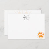 Distressed Sunbeam Dog Paw Personalized Monogram Mitteilungskarte (Vorne/Hinten)