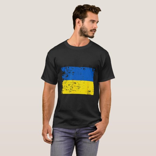 Distressed Ukraine Flag Blue Yellow Patriotic Supp T-Shirt (Vorne ganz)