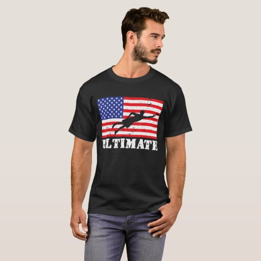Distressed Ultimate Frisbee Usa American Flag Vint T-Shirt (Vorne ganz)