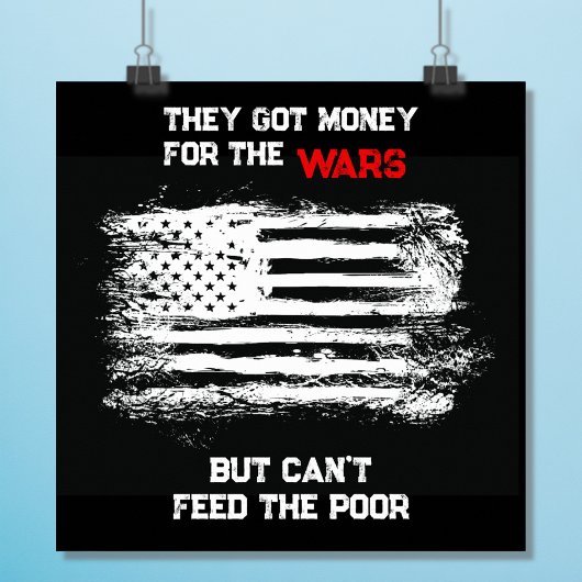 Distressed USA Flag Anti-War Poster