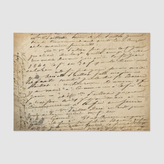 Distressed Vintage Hand Writing Script Decoupage Seidenpapier (Vorderseite)