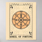 Distressed Wheel of Fortune major arcana Tarot Poster (Vorne)