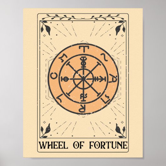 Distressed Wheel of Fortune major arcana Tarot Poster (Vorne)