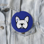 Distressed white French Bulldog Button (Beispiel)