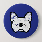 Distressed white French Bulldog Button (Vorderseite)