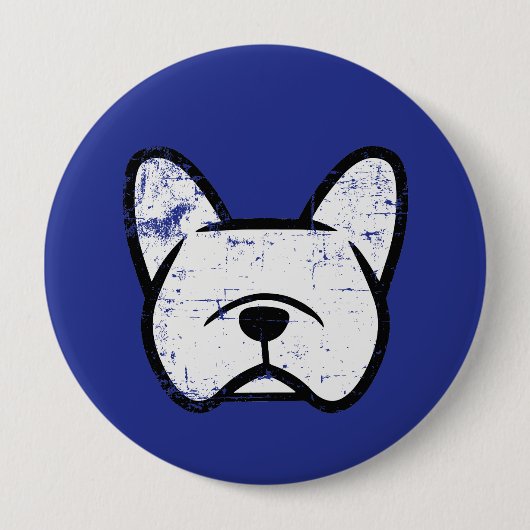 Distressed white French Bulldog Button (Vorderseite)