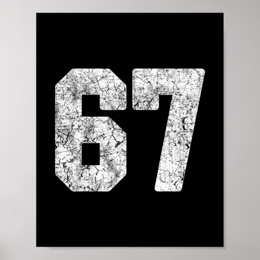 Distressed White Number 67 Jersey Player Uniform # Poster (Vorne)