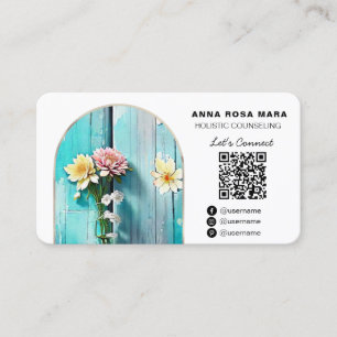 *~*  Distressed Wood Flowers Pastel AP49 Visitenkarte