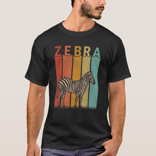 Distressed Zebra   Men Women Kid Cute Zebra Retro T-Shirt (Vorderseite)