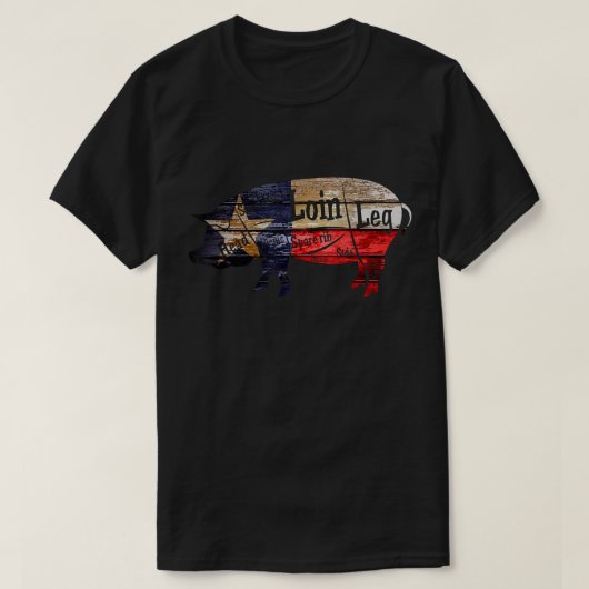 Distressedexas Flag GRILLEN Pork Butcher Schneidet T-Shirt (Design vorne)