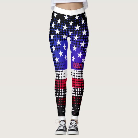 DISTRESSEE US Flagge USA Dot Pattern Leggings (Vorderseite)