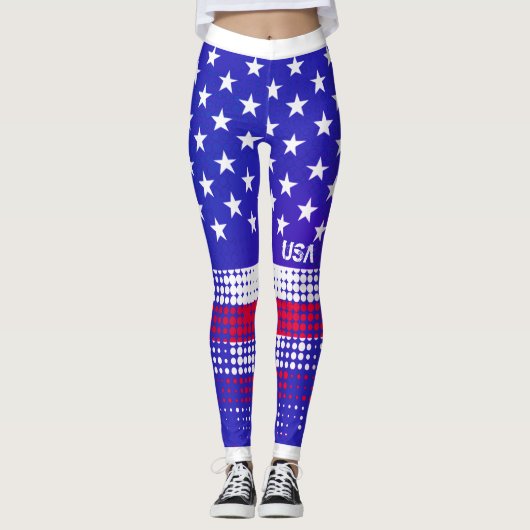 DISTRESSEE US Flagge USA Dot Pattern Leggings (Vorderseite)