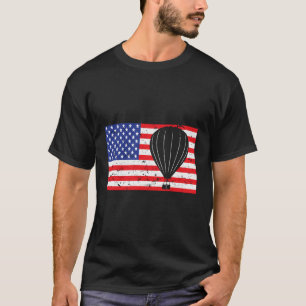 Distresser Heißluftballon Usa American Flag Vinta T-Shirt