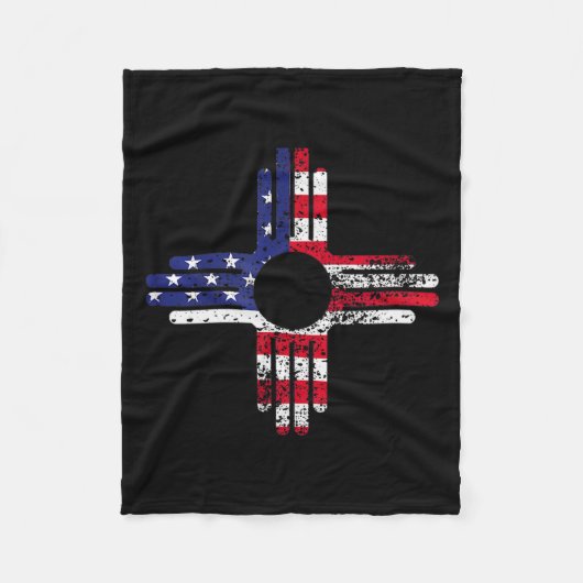Distresses American Flag New Mexico Zia Symbol For Fleecedecke (Vorderseite)