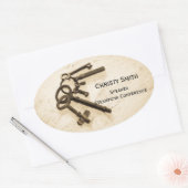 Distressive antike Skeletttasten auf Schlüsselring Ovaler Aufkleber (Umschlag)