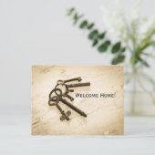 Distressive antike Skeletttasten auf Schlüsselring Postkarte (Stehend Vorderseite)