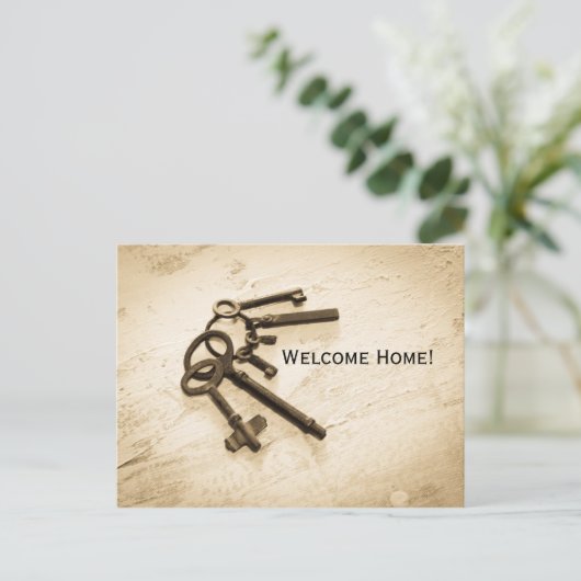 Distressive antike Skeletttasten auf Schlüsselring Postkarte (Stehend Vorderseite)