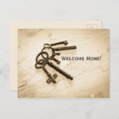 Distressive antike Skeletttasten auf Schlüsselring Postkarte (Vorne/Hinten)