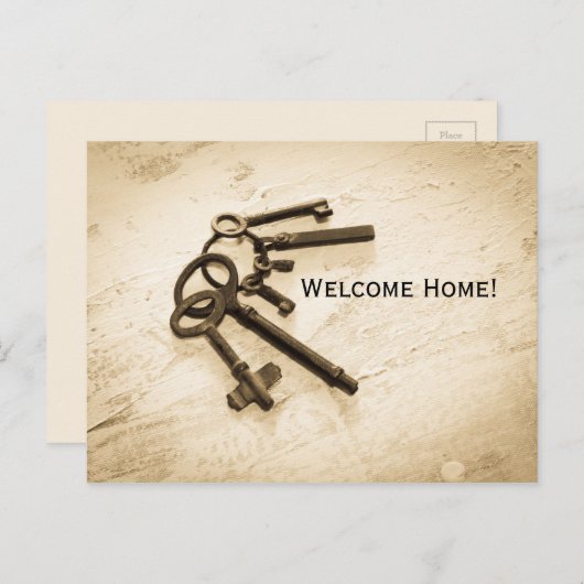 Distressive antike Skeletttasten auf Schlüsselring Postkarte (Vorne/Hinten)