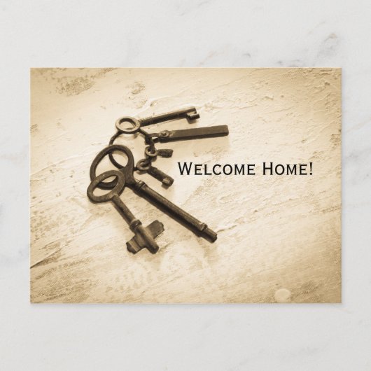 Distressive antike Skeletttasten auf Schlüsselring Postkarte (Vorderseite)