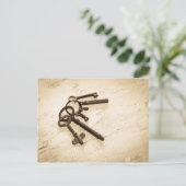 Distressive antike Skeletttasten auf Schlüsselring Postkarte (Stehend Vorderseite)