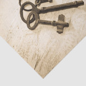 Distressive antike Skeletttasten auf Schlüsselring Seidenpapier (Ausschnitt)