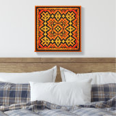 Distressive Aztec Original orange und schwarze Kac Leinwanddruck (Insitu (Schlafzimmer))