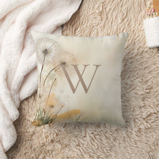 Distressive Dandelion Monogramm Kissen (Decke)